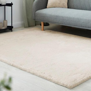 Fellteppich LUXOR LIVING Novara Teppiche Gr. B/L: 120 cm x 170 cm, 30 mm, 1 St., beige (creme) Esszimmerteppiche Kunstfell, Kaninchenfell-Haptik, besonders weicher Hochflor