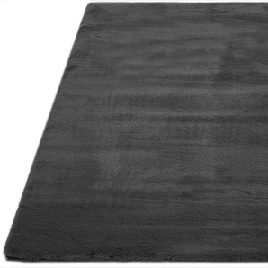 Fellteppich LUXOR LIVING Novara Teppiche Gr. B/L: 120 cm x 170 cm, 30 mm, 1 St., grau (anthrazit) Esszimmerteppiche Kunstfell, Kaninchenfell-Haptik, besonders weicher Hochflor