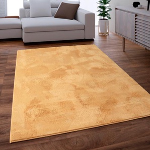 Fellteppich PACO HOME Kunstfell Soft 380 Teppiche Gr. B/L: 120 cm x 170 cm, 19 mm, 1 St., gelb Esszimmerteppiche Langflor, Kuschelteppich - besonders weich, Uni-Farben