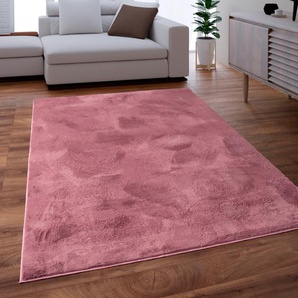 Fellteppich PACO HOME Kunstfell Soft 380 Teppiche Gr. B/L: 160 cm x 230 cm, 19 mm, 1 St., lila (beerenfarben) Esszimmerteppiche Langflor, Kuschelteppich - besonders weich, Uni-Farben
