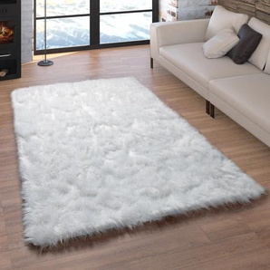 Fellteppich PACO HOME Playa 960 Teppiche Gr. B/L: 120 cm x 170 cm, 64 mm, 1 St., weiß Esszimmerteppiche Kunstfell, Flokati-Optik, Hochflor, weich und flauschig, Uni-Farben