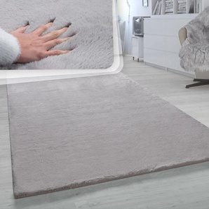Fellteppich PACO HOME Rabbit 780 Teppiche Gr. B/L: 140 cm x 200 cm, 26 mm, 1 St., grau Esszimmerteppiche Kunstfell, Kaninchenfell-Haptik, ein echter Kuschelteppich, Uni-Farben