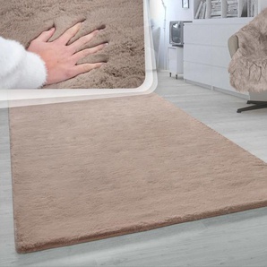 Fellteppich PACO HOME Rabbit 780 Teppiche Gr. B/L: 160 cm x 230 cm, 26 mm, 1 St., beige Esszimmerteppiche Kunstfell, Kaninchenfell-Haptik, ein echter Kuschelteppich, Uni-Farben