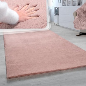Fellteppich PACO HOME Rabbit 780 Teppiche Gr. B/L: 160 cm x 230 cm, 26 mm, 1 St., pink Fellteppich Esszimmerteppiche Kunstfell, Kaninchenfell-Haptik, ein echter Kuschelteppich, Uni-Farben