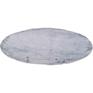 Fellteppich TOM TAILOR HOME Furry Teppiche Gr. Ø 90 cm, 25 mm, 1 St., blau (türkis) Esszimmerteppiche Kunstfell, Hochflor, extrem weiche Haptik
