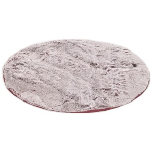 Fellteppich TOM TAILOR HOME Furry Teppiche Gr. Ø 90 cm, 25 mm, 1 St., lila (beere) Esszimmerteppiche Kunstfell, Hochflor, extrem weiche Haptik