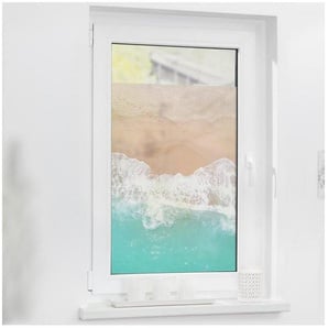 Fensterfolie Fensterfolie selbstklebend, Sichtschutz, The Beach - Türkis Beige, LICHTBLICK ORIGINAL, blickdicht, glatt