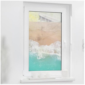 Fensterfolie Fensterfolie selbstklebend, Sichtschutz, The Beach - Türkis Beige, LICHTBLICK ORIGINAL, blickdicht, glatt