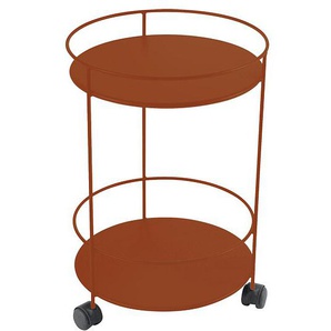 Fermob Servierwagen Guinguette rollbar rund, kandierte orange Stahl beschichtet