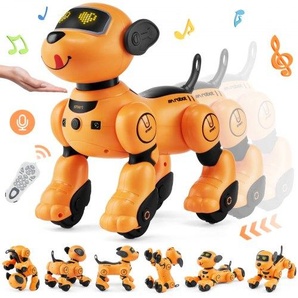 Ferngesteuertes Roboter-Hundespielzeug, 2,4 GHz RC-Hund, programmierbares intelligentes interaktives Roboter-Haustier für Kinder mit Folgefunktion, Berührungs- und Sprachsteuerung, singendes, tanzendes RC-Stunt-Spielzeug für Jungen und Mädchen ab 3 Jahren