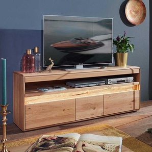 Fernsehboard aus Wildeiche Massivholz LED Beleuchtung