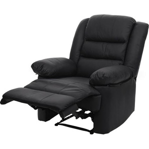 Fernsehsessel HHG 841, Relaxsessel Liege Sessel, Leder + Kunstleder 101x87x100cm schwarz