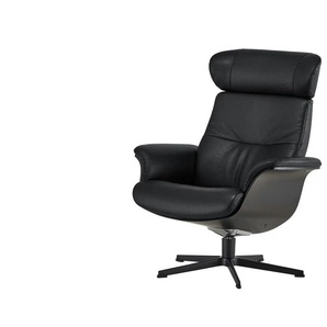 Relaxsessel aus Leder - schwarz - Materialmix - 80 cm - 101 cm - cm 81,0 | Möbel Kraft