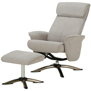 Fernsehsessel mit Hocker - grau - Materialmix - 76 cm - 105 cm - 81 cm | Möbel Kraft