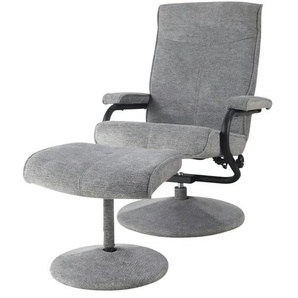 Fernsehsessel mit Hocker - grau - Materialmix - 76 cm - 105 cm - cm 81,0 | Möbel Kraft
