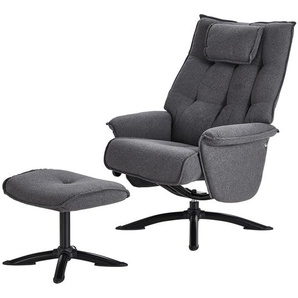 Fernsehsessel mit Hocker - grau - Materialmix - 84 cm - 110 cm - 78,5 cm | Möbel Kraft
