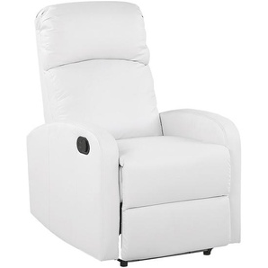 Fernsehsessel Weiß Kunstleder verstellbar Weiße LED-Beleuchtung USB-Port Modern Wohnzimmer Salon