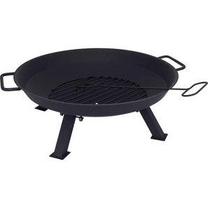 Feuerschale, Schwarz, Metall, rund, 56x22 cm, Tragegriffe, Freizeit, Campingzubehör, Feuerschalen
