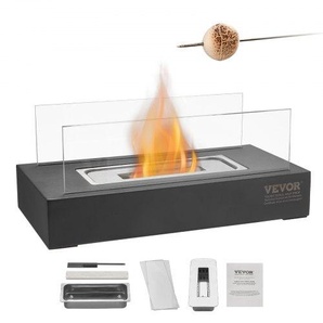 Feuerstelle, 35x18x14cm Tischkamin aus Metall, Dekoration für drinnen & draußen, Feuerschale für Reinigungsalkohol, Smores-Maker mit Glas, für Terrasse & Balkon mit Feuerlöscher, quadratisch ZMSHKJSBLHSZ06JIBV0