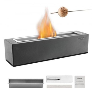 Feuerstelle, 380 x 100 x 135 mm, Tischkamin aus Beton, Feuerkorb, Feuerschale für Reinigungsalkohol, Smores-Maker, für Terrasse & Balkon mit Feuerlöscherabdeckung, quadratisch, hellgrau ZMSHKHNTQHSZ4S3IKV0