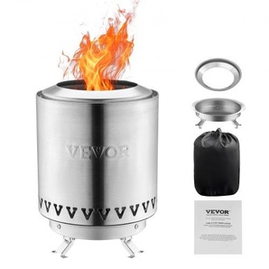 Feuerstelle, Φ150x205mm Tischkamin für drinnen & draußen, Feuerschale für Reinigungsalkohol, Smores-Maker, Feuerkorb, mit Holz oder Pellets befeuert, für Camping, Terrasse, Zylinder, Silber ZMSHKJSYSYZTMZHBEV0