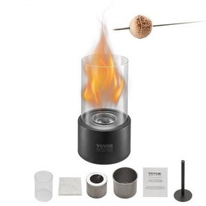 Feuerstelle, φ160x285mm Tischkamin aus Metall, Dekoration für drinnen & draußen, Feuerschale für Reinigungsalkohol, Smores-Maker mit Glas, Feuerkorb für Terrasse & Balkon mit Feuerlöscherabdeckung ZMSHKJSBLHSYH4KUGV0