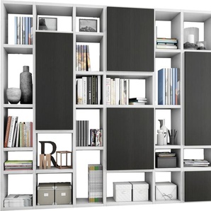 Raumteilerregal FIF MÖBEL TORO 520-4 Regale schwarz-weiß (weiß hochglanz, schwarzbraun) Raumteiler-Regale Regale Breite 295 cm