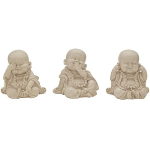 HOME STORY Figur Mönch 3er Set - braun - Polyresin (Kunstharz) - 13 cm - 12,8 cm - cm 11,0 | Möbel Kraft