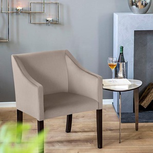 Armlehnstuhl FINK MARTIN Stühle Gr. B/H/T: 60 cm x 84 cm x 62 cm, Flachgewebe LEINENOPTIK, Massivholz, braun (taupe leinenoptik) Armlehnstühle Stühle mit schmalen, schwarzen Beinen