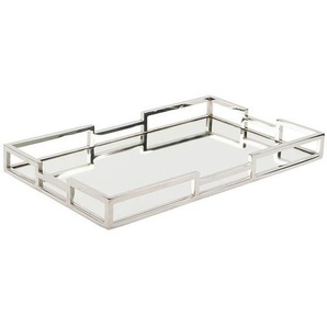 Fink Dekotablett, Silber, Metall, Glas, rund, 40x5x25 cm, Dekoration, Dekoartikel, Dekoteller & -tabletts