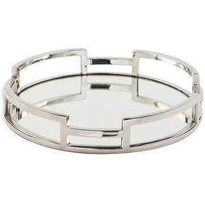 Fink Dekotablett, Silber, Metall, Glas, rund, 5 cm, Dekoration, Dekoartikel, Dekoteller & -tabletts