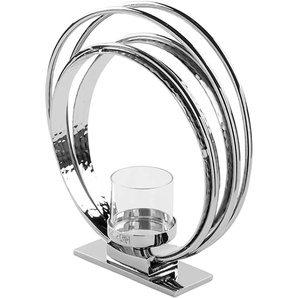 Kerzenhalter FINK COLETTE Gr. B/H: 6 cm x 29 cm, silberfarben Kerzenhalter aus Aluminium und Glas, Maxiteelichthalter, Höhe ca. 29 cm