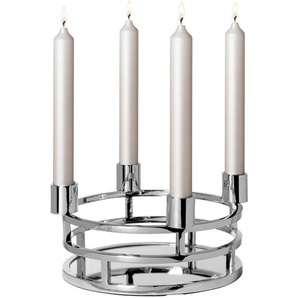 Fink Tablett MODENA, Spiegeltablett, Aluminium, Edelstahl, Glas, (1-tlg), Kranz f. Stabkerzen, Kerzentüllen demontierbar, Ø 28,5 cm