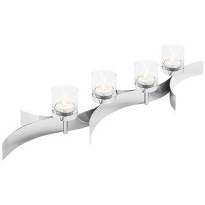 Fink Teelichthalter , Silber , Metall, Glas , 22x15 cm , zum Stellen , Dekoration, Windlichter & Kerzenhalter, Teelichthalter