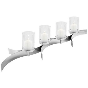 Fink Teelichthalter , Silber , Metall, Glas , 33x27 cm , zum Stellen , Dekoration, Windlichter & Kerzenhalter, Teelichthalter