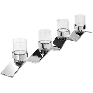 Fink Teelichthalter , Silber , Metall, Glas , 54x12x5 cm , zum Stellen , Dekoration, Windlichter & Kerzenhalter, Teelichthalter