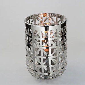 Windlicht FINK JORIS, Weihnachtsdeko Kerzenhalter Gr. H: 33 cm, silberfarben Windlichter Laternen Kerzenhalter aus Edelstahl