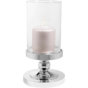 Windlicht FINK LAMONTE Kerzenhalter Gr. H: 25 cm, silberfarben Kerzenhalter aus Aluminium und Glas