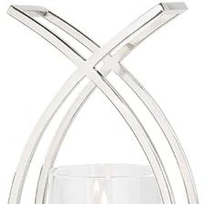 Windlicht FINK MADDOX, Weihnachtsdeko Kerzenhalter Gr. B/H/T: 19 cm x 54 cm x 13,5 cm, silberfarben Windlichter Laternen Kerzenhalter aus Edelstahl und Glas, Höhe ca. 54 cm
