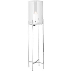 Windlicht FINK ODEON, Weihnachtsdeko Kerzenhalter Gr. H: 126 cm, silberfarben Windlichter Laternen aus Edelstahl und Glas