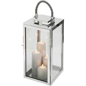 Fink Windlicht, Silber, Glas, Metall, rechteckig, 30x58x30 cm, Dekoration, Windlichter & Laternen, Windlichter