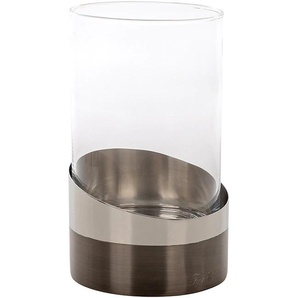 Windlicht FINK VITO Kerzenhalter Gr. H: 28 cm, bunt (silberfarben, grau) Kerzenhalter aus Edelstahl und Glas in eleganter Optik