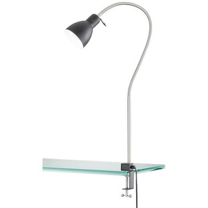 Fischer & Honsel Klemmleuchte Lolland, Schwarz, Nickel, Metall, Schnurschalter, schwenkbar, Flexarm, seitlich zum Klemmen, gleichmäßige Lichtverteilung, Lampen & Leuchten, Innenbeleuchtung, Tischlampen, Klemmleuchten