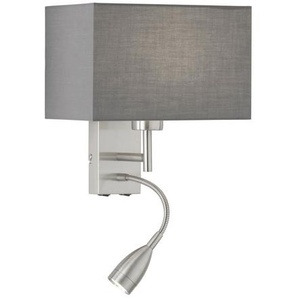 Fischer & Honsel Wandleuchte Dream, Grau, Nickel, Metall, Textil, F, 25x38 cm, getrennt schaltbar, mit Schalter, Lampen & Leuchten, Innenbeleuchtung, Wandleuchten, Wandlampen Mit Schalter