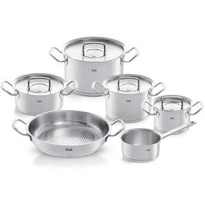 Fissler Kochtopfset Profi Collection, Silber, Metall, 6-teilig, 24 cm,20 cm,16 cm, 5 L,3 L,1.5 L,1 L, Messskala, backofengeeignet, breiter Schüttrand, Griffe werden nicht heiß, Kochen, Töpfe, Topfsets