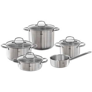 Fissler Kochtopfset Toronto, Silber, Metall, 5-teilig, 16 cm,20 cm,16 cm, 2 L,3,4 L,5,4 L,2,1 L,1,3 L, Messskala, breiter Schüttrand, Kochen, Töpfe,