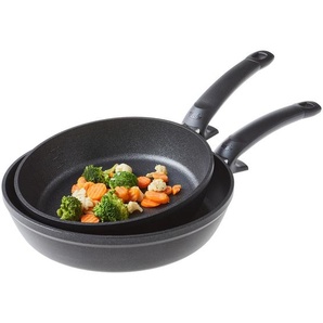 Fissler Pfannenset Adamant® Comfort, Schwarz, Metall, 2-teilig, Made in Germany, kratzfest, antihaftbeschichtet, Skalierung, Kochen, Pfannen,