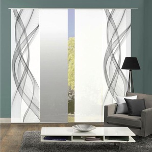 Flächenvorhang, Grau, Textil, Abstraktes, 60x245 cm, mit Paneelwagen, Seidenoptik, Wohntextilien, Gardinen & Vorhänge, Schiebegardinen