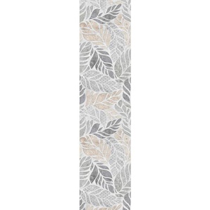 Flächenvorhang, Grau, Textil, Blätter, 60x260 cm, mit Paneelwagen, Wohntextilien, Gardinen & Vorhänge, Schiebegardinen