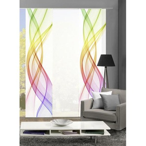 Flächenvorhang , Mehrfarbig , Textil , Abstraktes , 60x245 cm , Seidenoptik , Wohntextilien, Gardinen & Vorhänge, Schiebegardinen